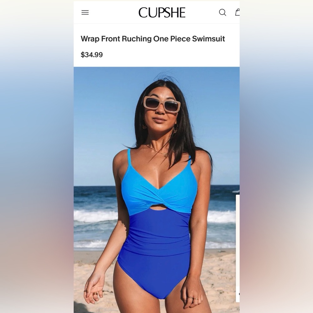 NWT Cupshe Wrap Front Ruching One Piece Swimsuit